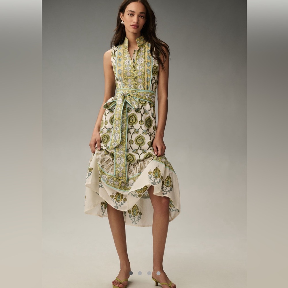 Like new Sue Sartor sleeveless A-line midi dress, size L, worn once